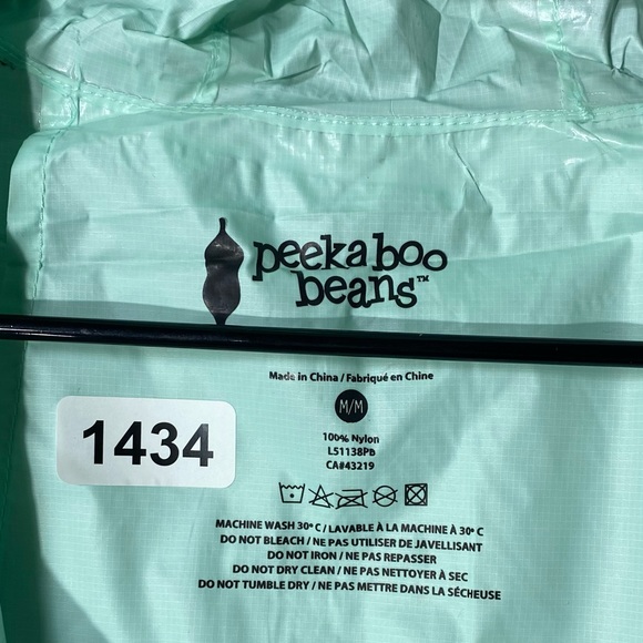 PEEKABOO BEANS Green Windbreaker Juniors Medium Full Zip Hoodie Lightweight Coat - Picture 12 of 13